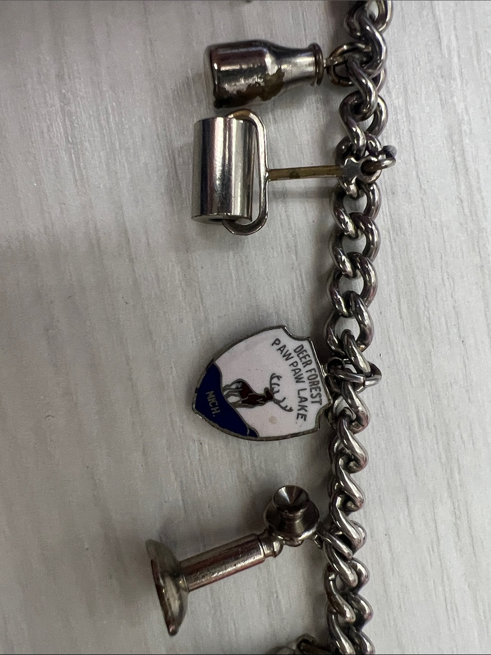 Silver-Tone Travel Charm Bracelet with Enamel Shield Charm - Picture 12 of 13